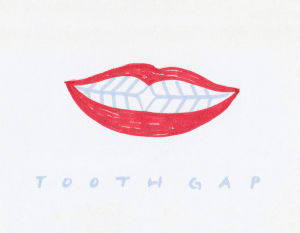 smile,sketch,illustration,drawing,red lips,gap,gap teeth,tooth gap