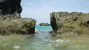 ocean,beach,rocks,wigglegram,bermuda,3d city