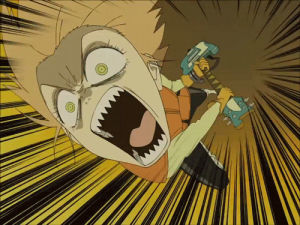 flcl,anime,angry,fighting,fooly cooly
