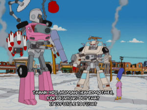 marge simpson,episode 4,transformers,season 20,fighting,robots,20x04