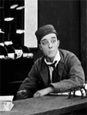 hotel,bellboy,buster keaton,handsome,silent film,blackwhite,silent comedy,1918,comique crew,too pure,memeedit,cj perry,lester nygaard,who shaves the barber