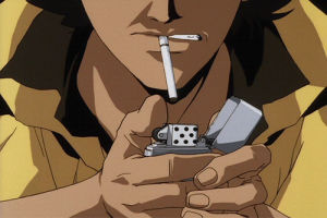 smoking,anime,cowboy bebop,spike,spike spiegel,lighter