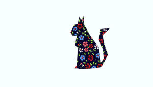 floral,animation,art,cat,animal,kitty,2d animation,pattern,floral pattern