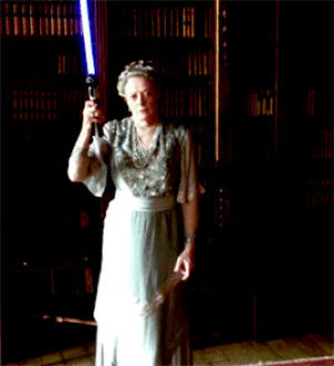 maggie smith,downton abbey,star wars,violet crawley,downton wars,maggie with a lightsaber ftw