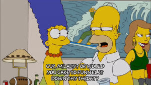 homer simpson,party,marge simpson,episode 19,beer,season 20,20x19,funnel