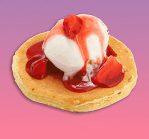pancake,kawaii,pink,purple,shaking food,strawberry