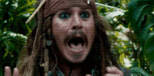pirate,jack sparrow,pirates of the caribbean,scream,captain jack sparrow,johhny depp,movies,scared