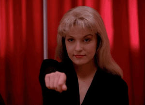 twin peaks,laura palmer,black lodge,smiling,pointing,snap