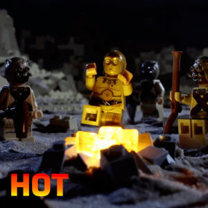 hot,burn,camp,fire,lego,spicy,disney,star wars,flame,droid,c3po,hot hot hot