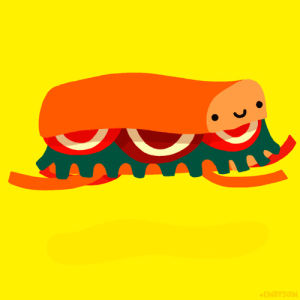 morph,cat,animation,artists on tumblr,food,animal,yellow,run,hungry,eat,cindy suen,subway,sandwich,parachute,januany,sandwich all the time,and more sandwich