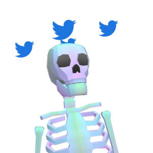 twitter,skeleton,knocked out,birds