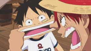 luffy,one piece anime,shanks,monkey d luffy,anime,red haired shanks,shanks le roux