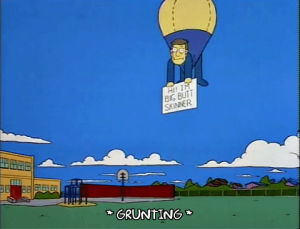 hot air balloon,season 6,episode 14,sky,flying,cloud,scientist,seymour skinner,6x14,springfield elementary school