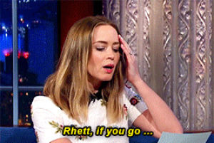 gone with the wind,interview,stephen colbert,emily blunt,vomit,late show,puke takes