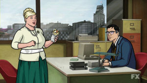 pam poovey,dance,happy,food,excited,eating,fx,archer,delicious,cyril figgis