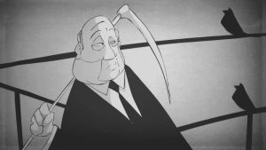hitchcock,psycho,animation,horror,interview,humor,pbs,fear,alfred hitchcock,the birds,blank on blank