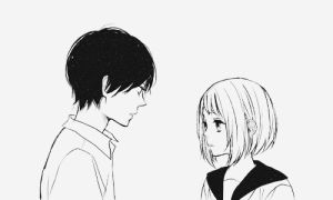 anime couple,couple,love,anime,black and white,anime love,indie,grunge