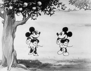 mickey mouse,black and white,disney,animation,dancing,minnie mouse