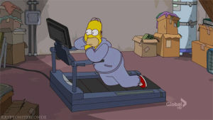 homer simpson,treadmill,working out,lazy