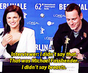 gina carano,michael fassbender,emmy,fassy,haywire,lol what a dumb interviewer