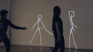 stickman,interactive,psychology,kinect,art,tech,installation,mirror stage,chris brown wall to wall