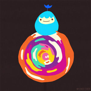 molang,food,artists on tumblr,blue,rainbow,color,sweet,hungry,eat,candy,cindy suen,lollipop,swirl,squishy,neonmob