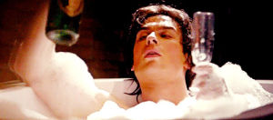 reactions,the vampire diaries,ian somerhalder,drinking,alcohol,bath,i need a drink