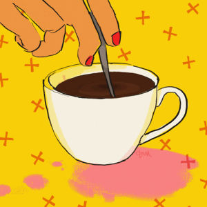 coffee,weekend,smile,wait,stirring,cafe,relax,sunday,comforting,nails,denyse mitterhofer,cocoa,happy,fun,yellow,cup,doodle,warm,caffeine,judging,afternoon,patience