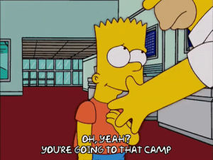 homer simpson,bart simpson,season 17,angry,episode 11,challenge,frustrated,camp,furious,17x11,man up