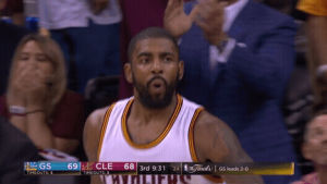 kyrie,excited,cleveland cavaliers,pumped,nba finals,cavs,cavaliers,kyrie irving,game 3,pumped up,fired up,amped,the finals,2017 nba finals,irving,locked in,we here,2017 nba finals game 3,lets go