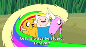 hora de aventura,cartoon,stupid,unicorn,finn the human,hora de aventuras,jake el perro,lady rainbow