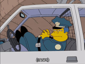 chief wiggum,season 16,episode 6,police,surprised,cop,16x06,police car