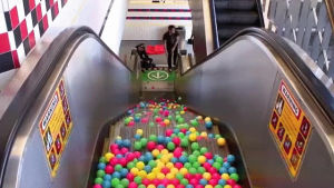 escalator,down,balls