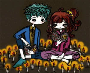 cute,halloween,kawaii,couple,dark,story,spooky,candle,2danimation