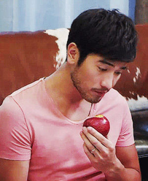 godfrey gao,apple,eating