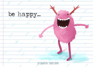 happy,animation,cute,monster,rain