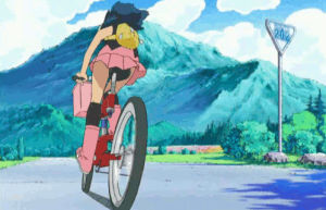 goodbye,anime,pokemon,bike,dawn,out of here,so long,bike away