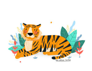 forest,animation,cute,artist,tiger