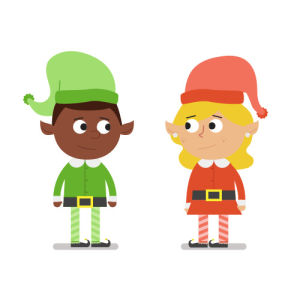 elf,christmas,highfive,elves,animation,loosekeys,pow,girl,holiday,2d,cheer,holiday cheer,2 people