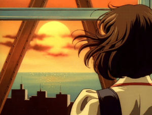 wind,anime,train,sunset