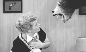 i love lucy,funny,black and white,girl,vintage,animal,bear,rawr