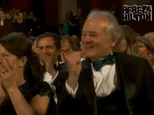 applause,bill murray,clapping,yes,oscars,academy awards