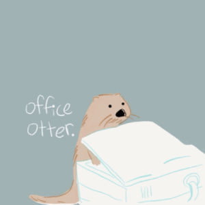 otter,animation,work,office,workplace,copying,copy machine,office otter
