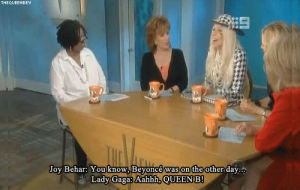 beyonce,interview,lady gaga,the view,joy behar,thequeenbey,jetaimejetadore