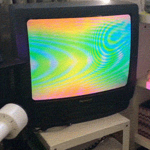 vhs,television,3d,holographic,sarah zucker,90s,glitch,trippy,retro,psychedelic,neon,analog,the current sea,thecurrentseala,iridescent,crt,neon rainbow,retrofuture,artist