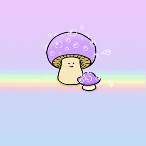 mushroom,rainbow,mushrooms,cute,pastel purple,shroom,dew drops,dew,joy,adorable,bounce,pastel rainbow,pastel goth,animation,dance,happy,loop,illustration,excited,kawaii,sweet,pastel,pale,party time,pastels