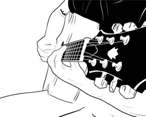 music,guitar,bass,black and white