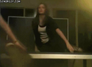 fail,girls,ouch,home video,table,haha doesnt he knock her up
