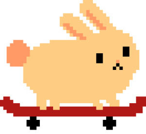 bunny,pixel,skateboarding,pixel art,transparent,scared,rabbit,skateboard,fast,rolling,on my way,omw,skate bunny