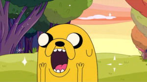 cartoon network,jake,adventure time,jake the dog,thrilled,tv,happy,cartoon,excited
